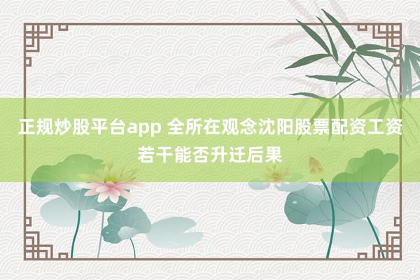 正规炒股平台app 全所在观念沈阳股票配资工资若干能否升迁后果
