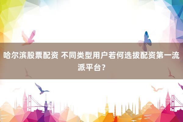 哈尔滨股票配资 不同类型用户若何选拔配资第一流派平台？