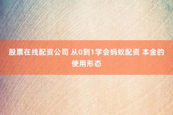 股票在线配资公司 从0到1学会蚂蚁配资 本金的使用形态