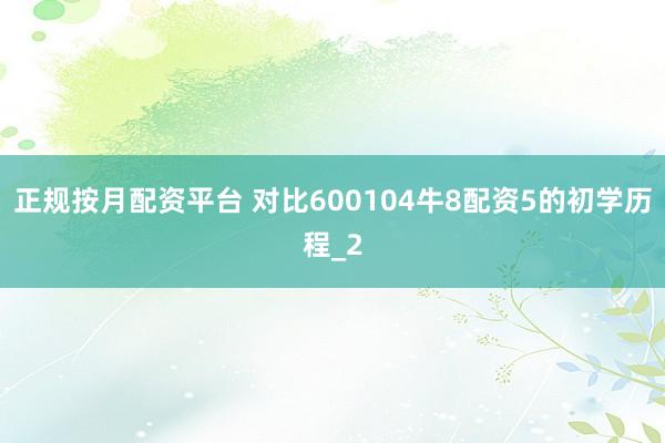 正规按月配资平台 对比600104牛8配资5的初学历程_2
