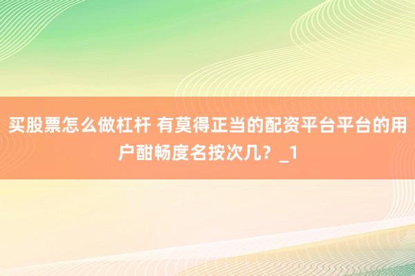 买股票怎么做杠杆 有莫得正当的配资平台平台的用户酣畅度名按次几?_1