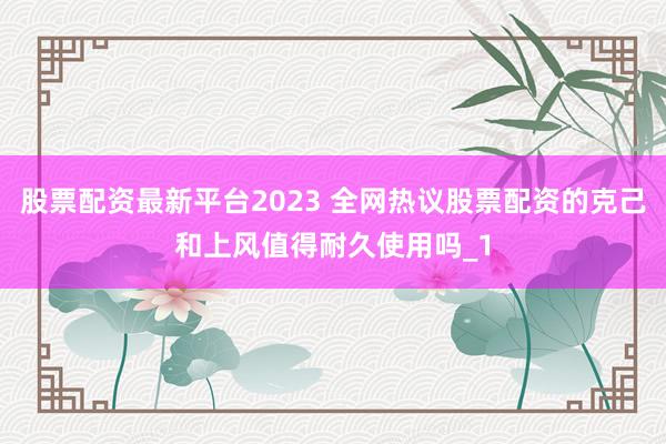 股票配资最新平台2023 全网热议股票配资的克己和上风值得耐久使用吗_1