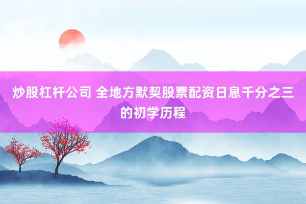 炒股杠杆公司 全地方默契股票配资日息千分之三的初学历程