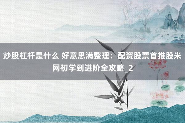 炒股杠杆是什么 好意思满整理：配资股票首推股米网初学到进阶全攻略_2