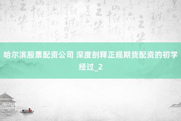 哈尔滨股票配资公司 深度剖释正规期货配资的初学经过_2