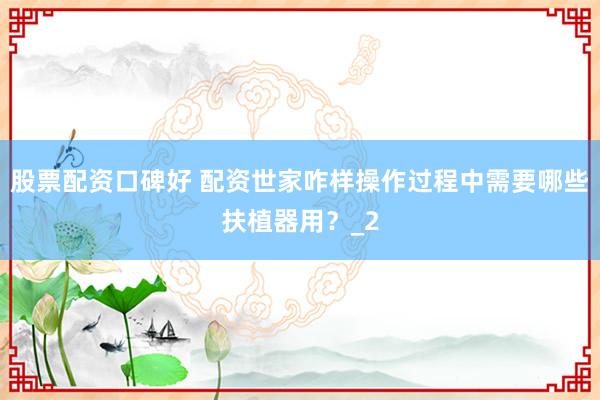 股票配资口碑好 配资世家咋样操作过程中需要哪些扶植器用？_2