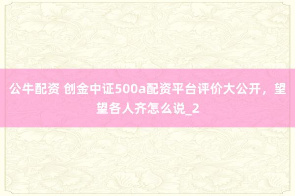 公牛配资 创金中证500a配资平台评价大公开，望望各人齐怎么说_2