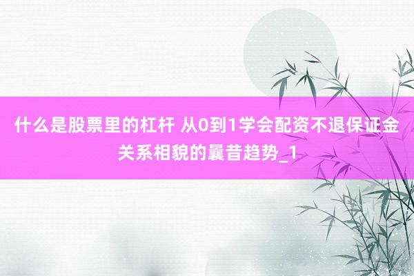 什么是股票里的杠杆 从0到1学会配资不退保证金关系相貌的曩昔趋势_1
