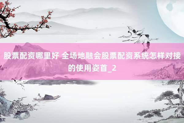 股票配资哪里好 全场地融会股票配资系统怎样对接的使用姿首_2