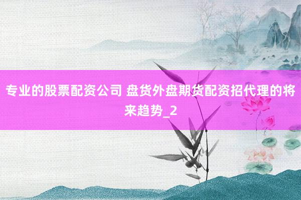专业的股票配资公司 盘货外盘期货配资招代理的将来趋势_2