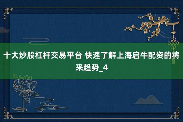 十大炒股杠杆交易平台 快速了解上海启牛配资的将来趋势_4
