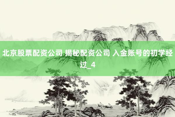 北京股票配资公司 揭秘配资公司 入金账号的初学经过_4