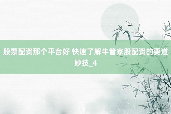 股票配资那个平台好 快速了解牛管家股配资的要道妙技_4