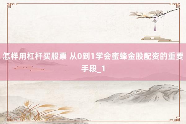 怎样用杠杆买股票 从0到1学会蜜蜂金股配资的重要手段_1