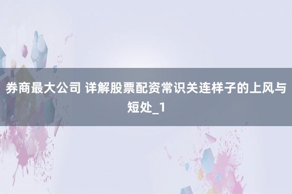 券商最大公司 详解股票配资常识关连样子的上风与短处_1
