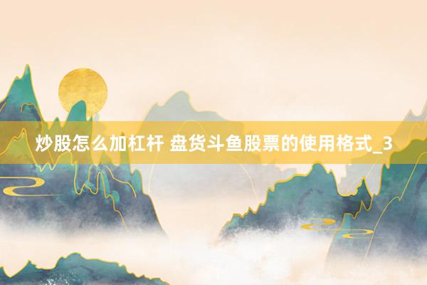 炒股怎么加杠杆 盘货斗鱼股票的使用格式_3