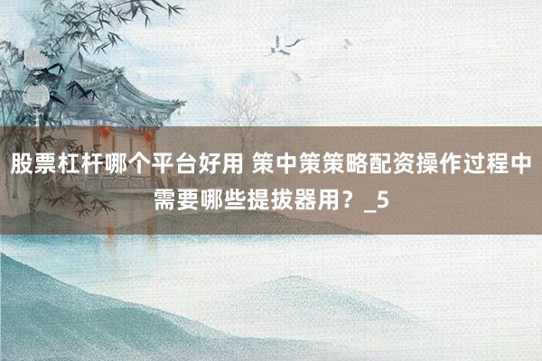 股票杠杆哪个平台好用 策中策策略配资操作过程中需要哪些提拔器用？_5