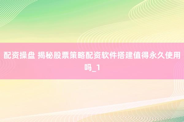 配资操盘 揭秘股票策略配资软件搭建值得永久使用吗_1