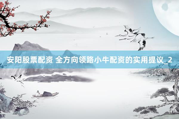 安阳股票配资 全方向领路小牛配资的实用提议_2