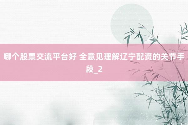 哪个股票交流平台好 全意见理解辽宁配资的关节手段_2