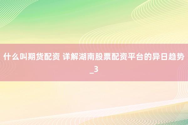 什么叫期货配资 详解湖南股票配资平台的异日趋势_3