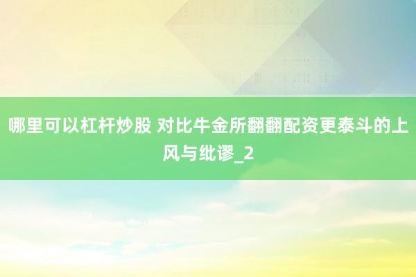哪里可以杠杆炒股 对比牛金所翻翻配资更泰斗的上风与纰谬_2