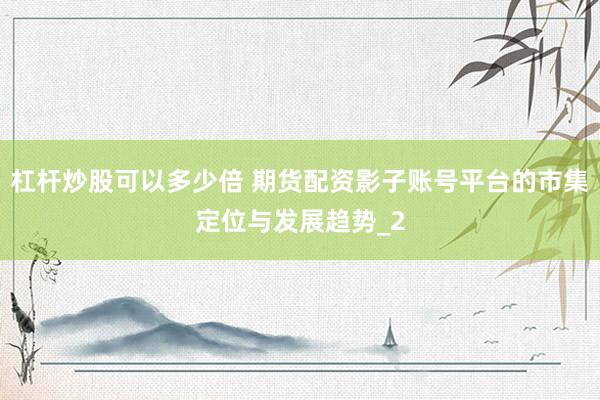 杠杆炒股可以多少倍 期货配资影子账号平台的市集定位与发展趋势_2