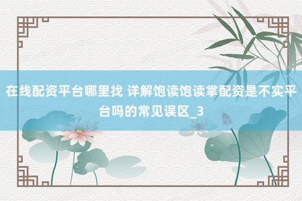 在线配资平台哪里找 详解饱读饱读掌配资是不实平台吗的常见误区_3