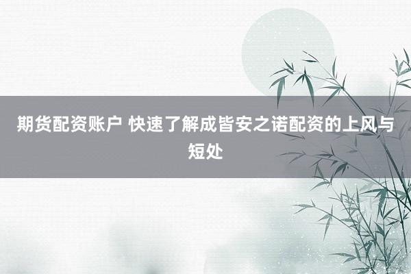 期货配资账户 快速了解成皆安之诺配资的上风与短处
