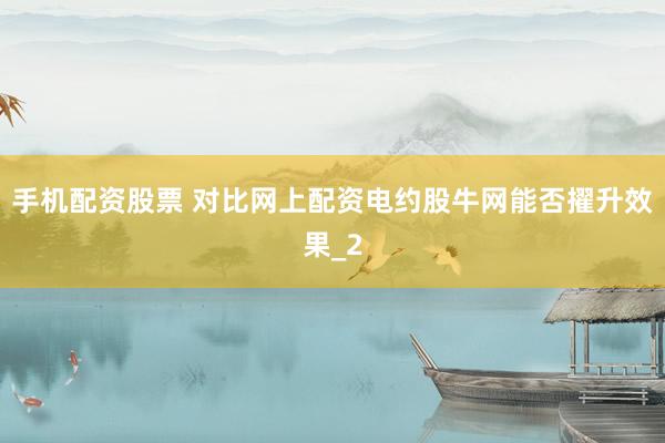 手机配资股票 对比网上配资电约股牛网能否擢升效果_2