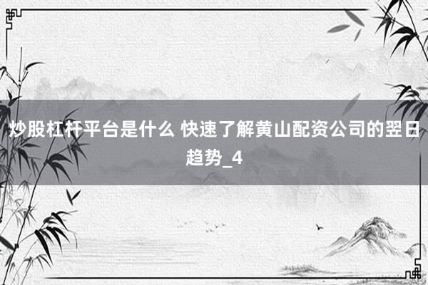 炒股杠杆平台是什么 快速了解黄山配资公司的翌日趋势_4