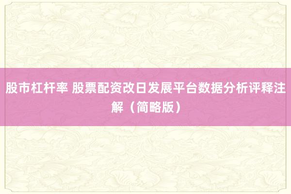 股市杠杆率 股票配资改日发展平台数据分析评释注解（简略版）