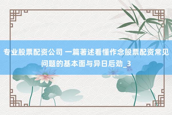 专业股票配资公司 一篇著述看懂作念股票配资常见问题的基本面与异日后劲_3