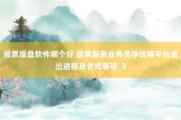 股票操盘软件哪个好 股票配资业务员挣钱嘛平台退出进程及老成事项_3